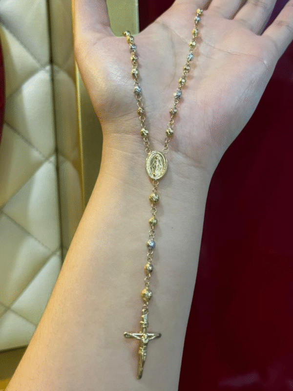 Rosario Nacional Diamantado Metal Nacional Color 3 oros - Longitud 60 cm - 10.6 gr